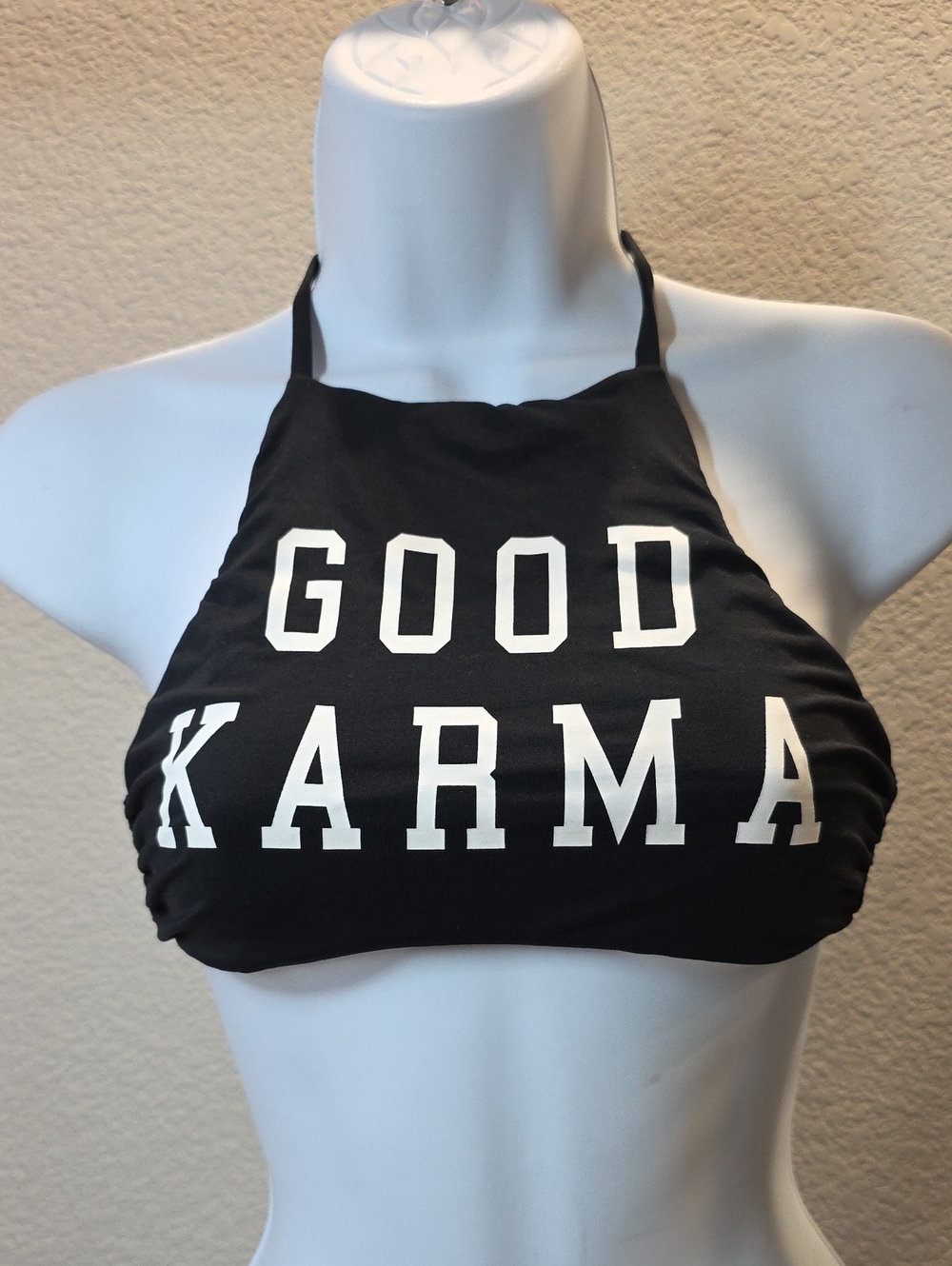 Good Karma Black Halter Bikini  Top Size S